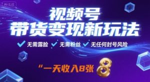 视频号带货变现新玩法,无需露脸,无需粉丝,无任何封号风险,一天收益8张【揭秘】-木石资源网