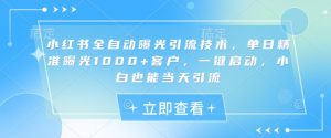 小红书全自动曝光引流技术,单日精准曝光1000+客户,一键启动,小白也能当天引流【揭秘】-木石资源网