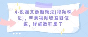 小说推文最新玩法(视频标记)，单条视频收益四位数，详细教程来了-木石资源网