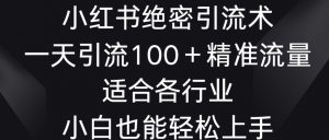 小红书绝密引流术，一天引流100+精准流量，适合各个行业，小白也能轻松上手【揭秘】-木石资源网