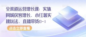 全渠道运营增长课:实体同城获客增长、小红薯实操玩法、直播带货0-1-木石资源网