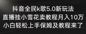 抖音全民k歌5.0新玩法，直播挂小雪花卖教程月入10万，小白轻松上手，保姆及教程来了【揭秘】-木石资源网